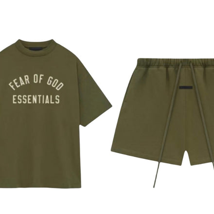 Essentials Fear Of God FW24 Military Green Tee & Short Set