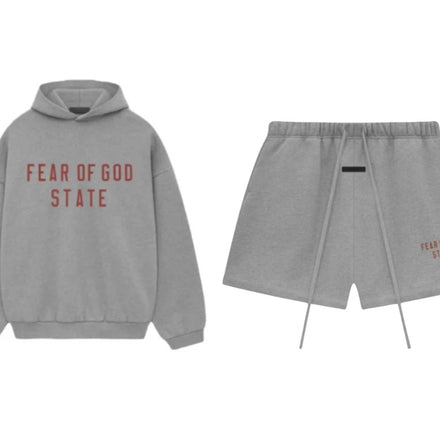 Essentials Fear Of God FW24 Dark Heather Grey Hoodie & Short Set
