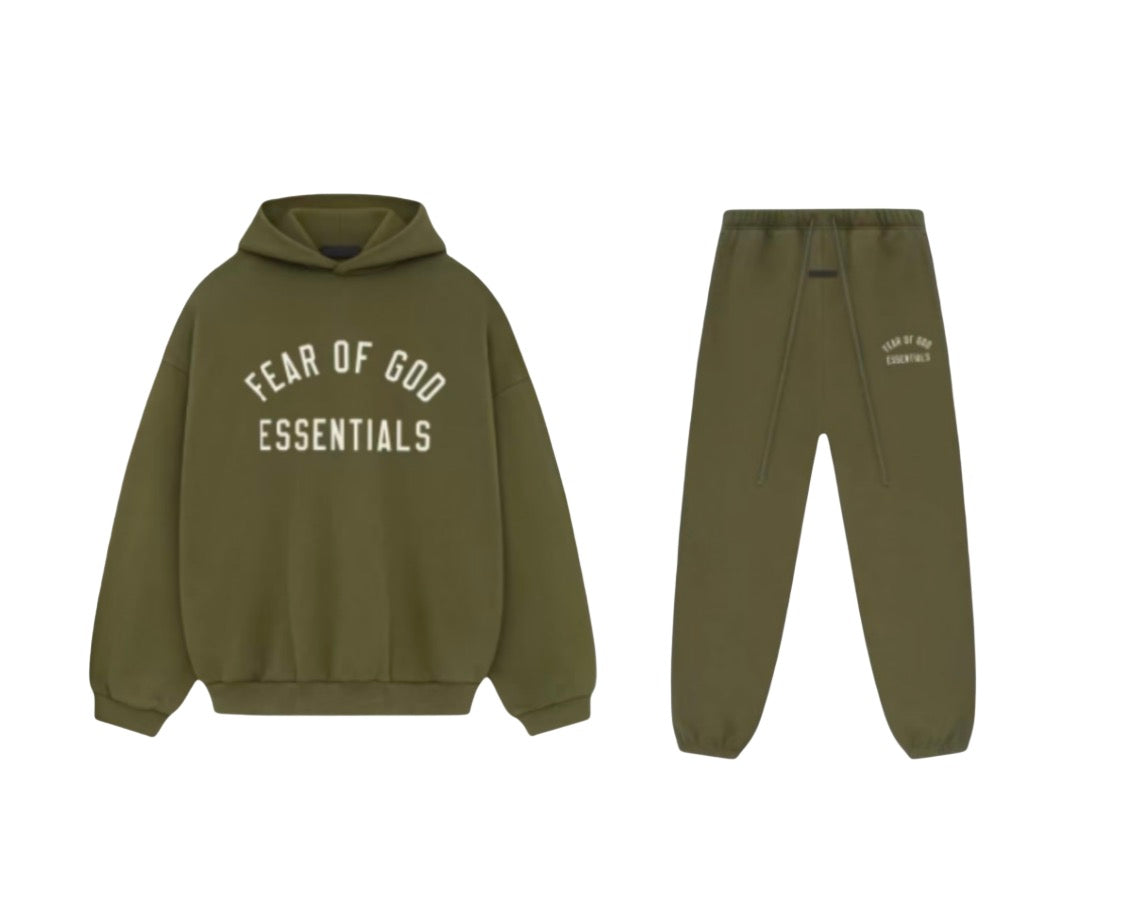 Essentials Fear Of God FW24 Military Green Tracksuit
